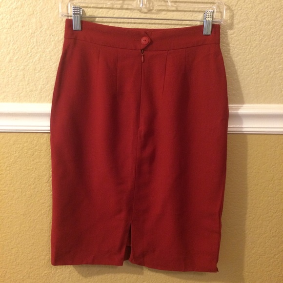 Vintage Apriori Sette Silk Red Pencil Skirt Size 4 - Picture 2 of 6